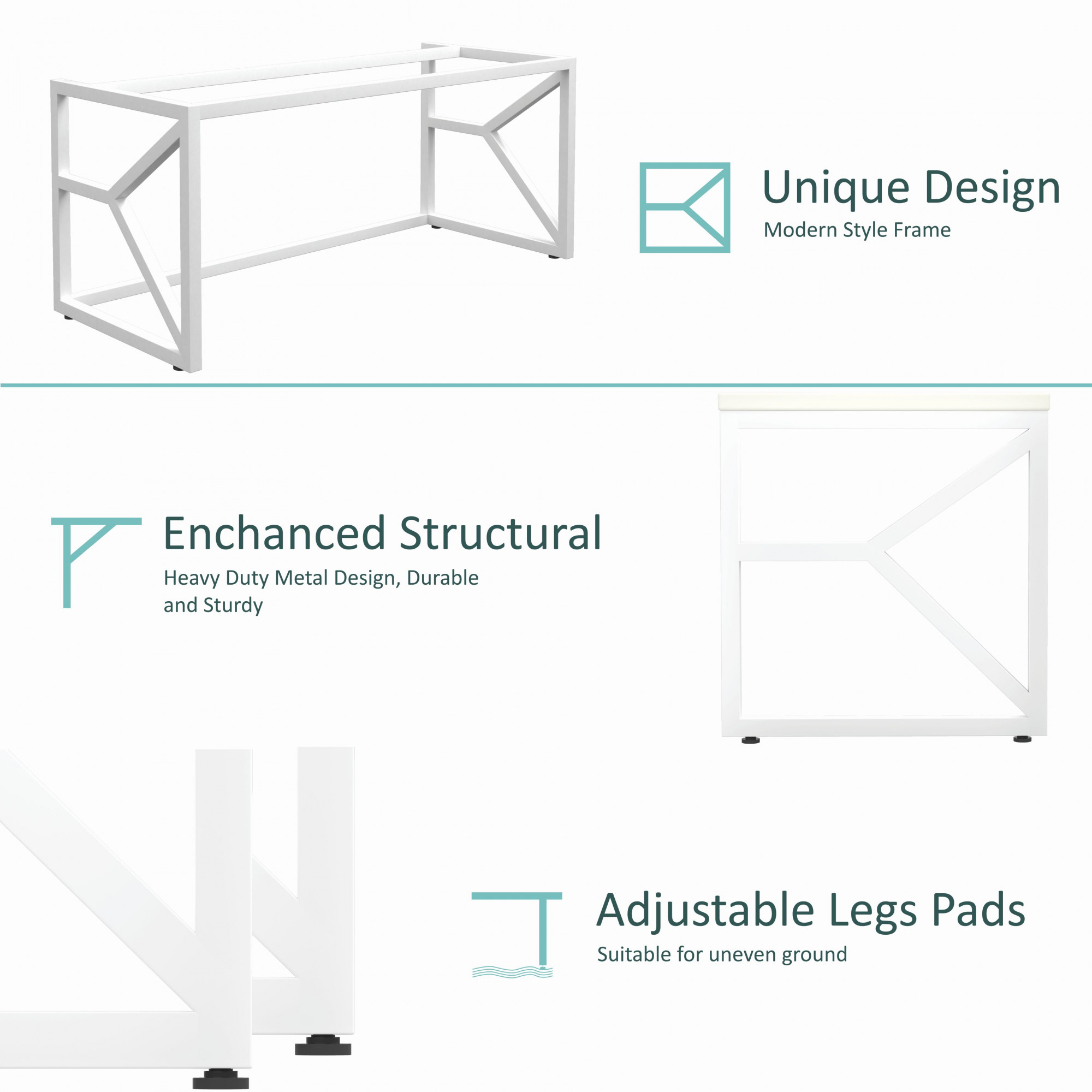 Duke Metal Wood Computer Table for Home Office Modern Study Desk with White Top White Finish 61L x 122W x 73H Centimeters 1 Year Warranty