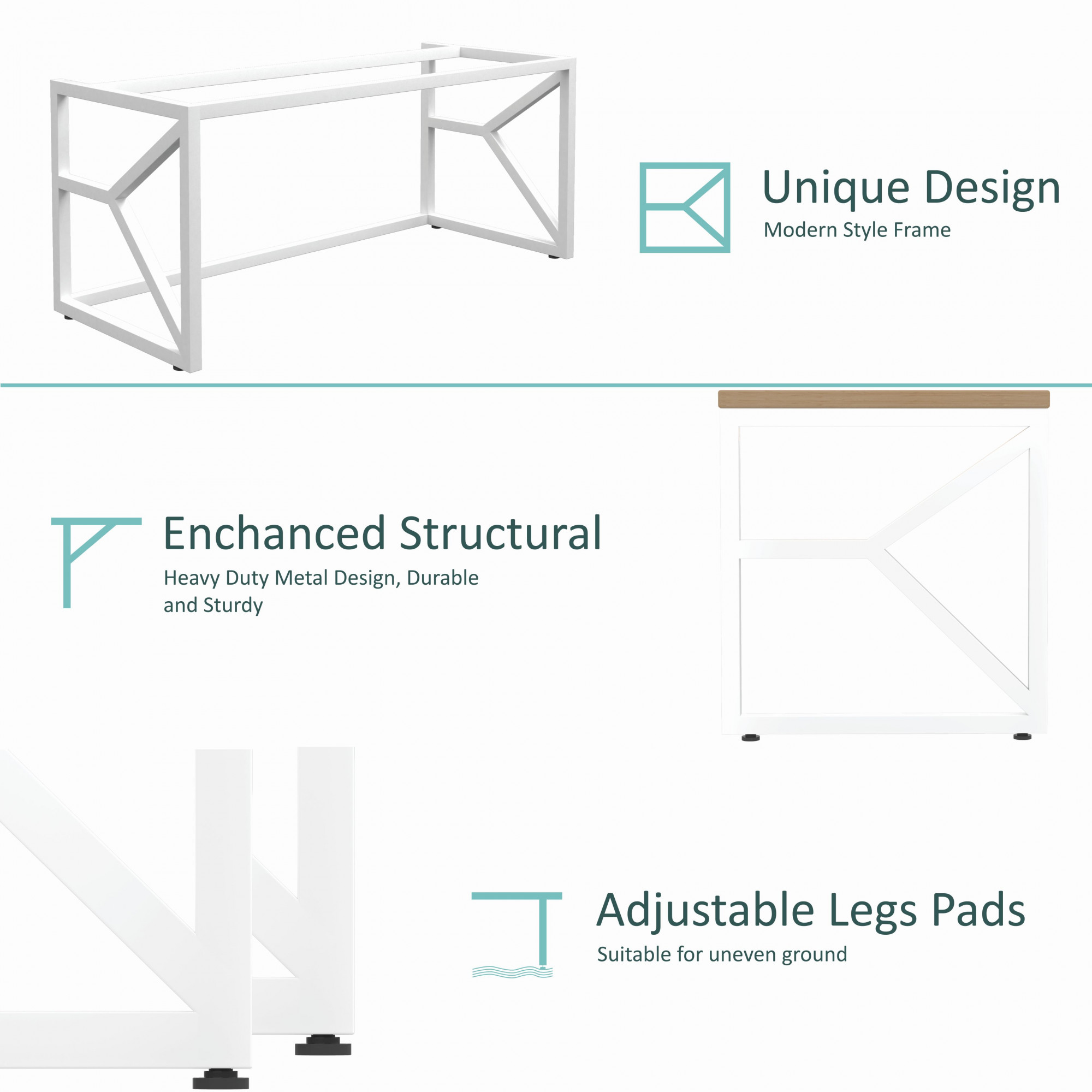 Duke Metal Wood Computer Table for Home Office Modern Study Desk with Natural Ash Top Black White Finish 61L x 122W x 73H Centimeters 1 Year Warranty