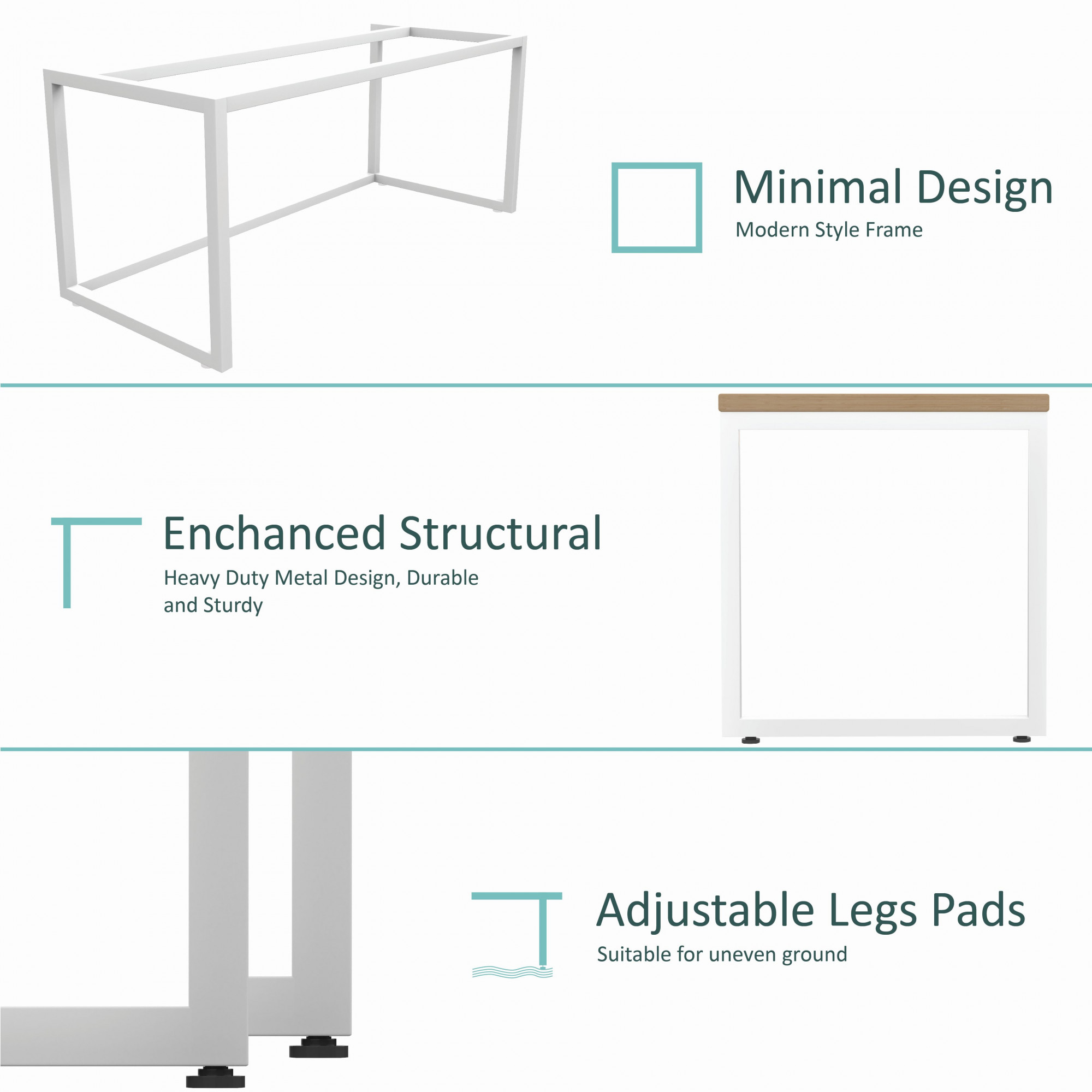 Lizon Metal Wood Computer Table for Home Office Modern Study Desk Natural Ash Top White Finish 61L x 122W x 73H Centimeters 1 Year Warranty
