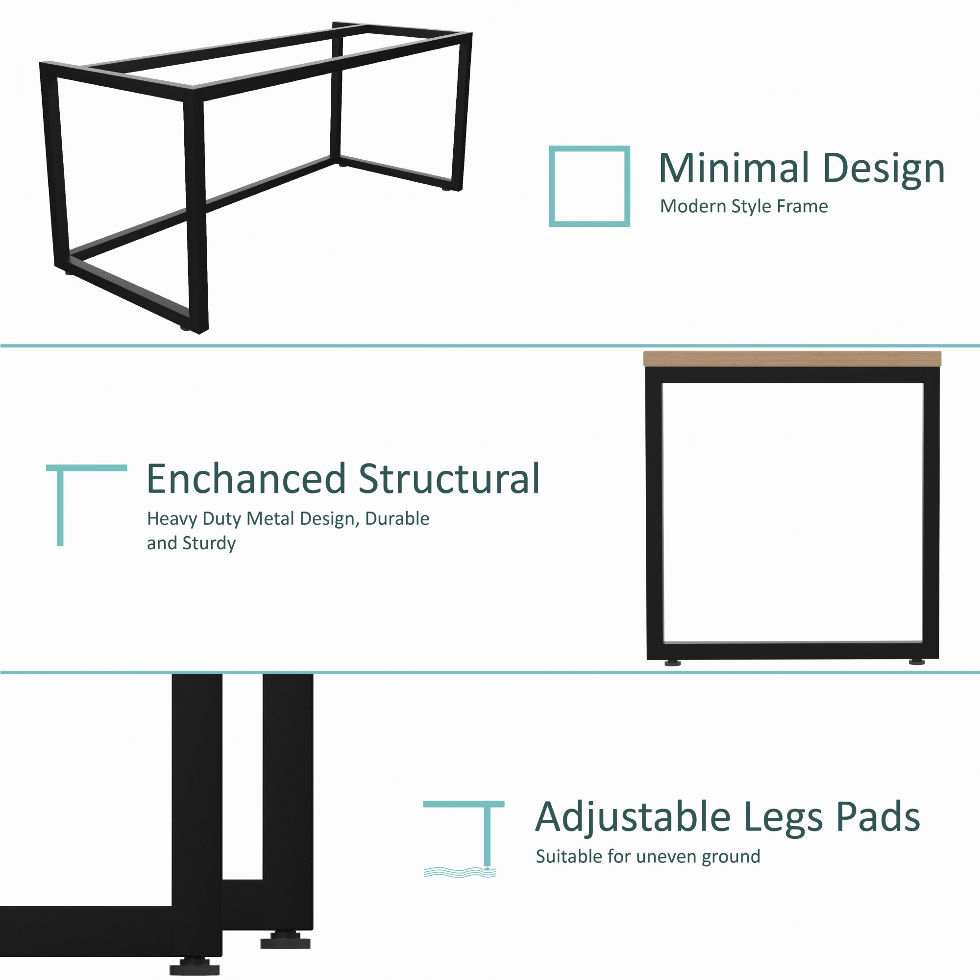 Lizon Metal  Wood Computer Table for Home  Office  Modern Study Desk  Natural Ash Top  Black Finish  61L x 122W x 73H Centimeters  1 Year Warranty