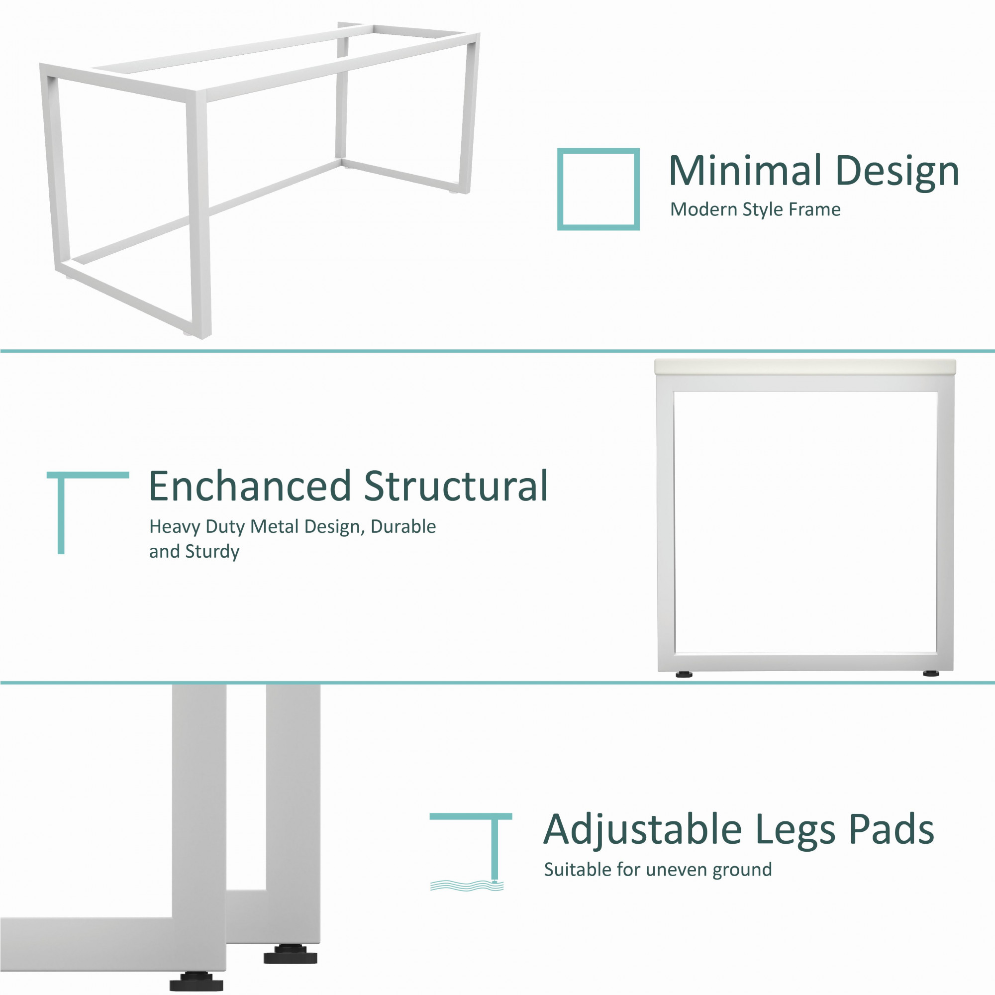 Lizon Metal Wood Computer Table for Home Office Modern Study Desk Sleek White Top Black Finish 61L x 122W x 73H Centimeters 1 Year Warranty