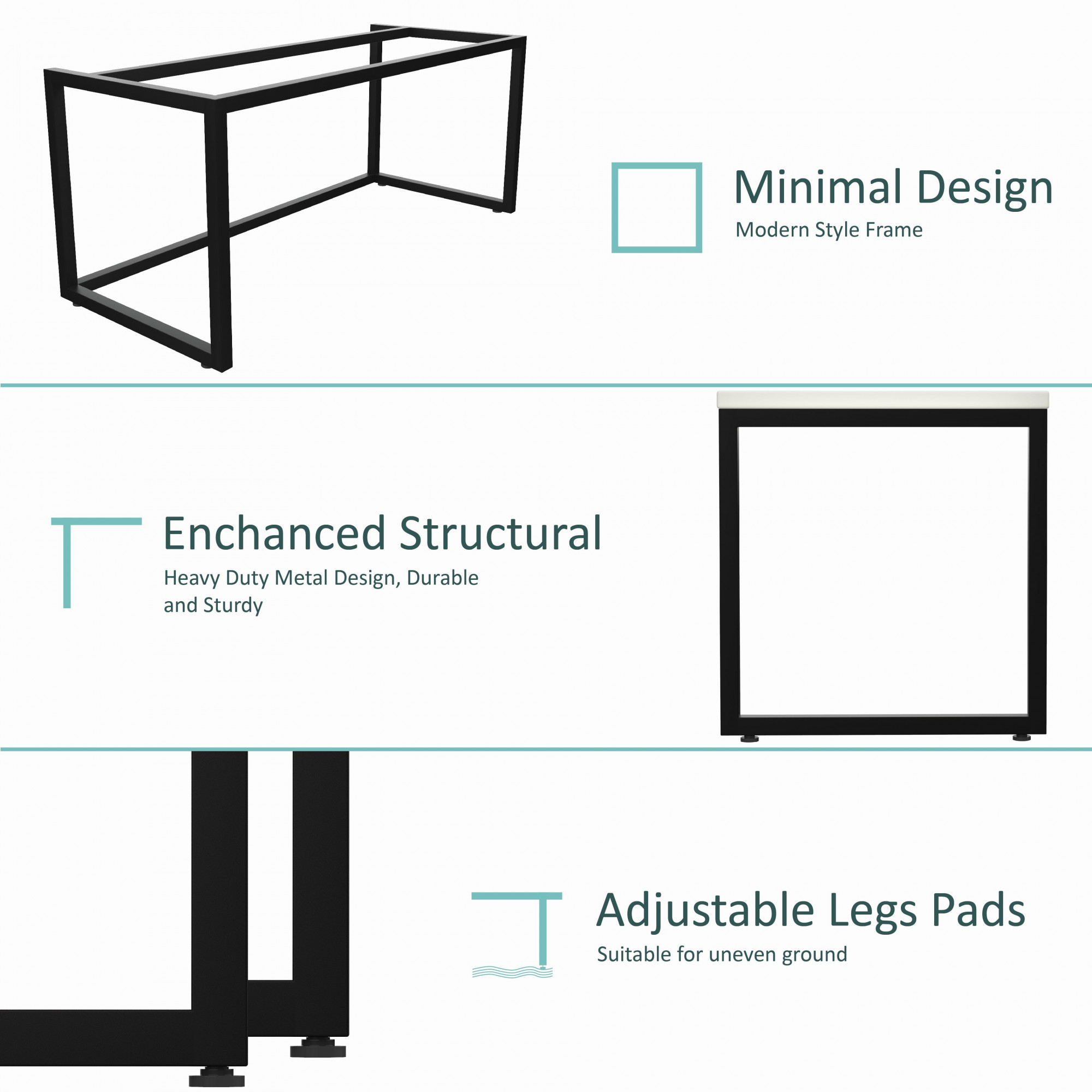Lizon Metal Wood Computer Table for Home Office Modern Study Desk Sleek White Top Black Finish 61L x 122W x 73H Centimeters 1 Year Warranty