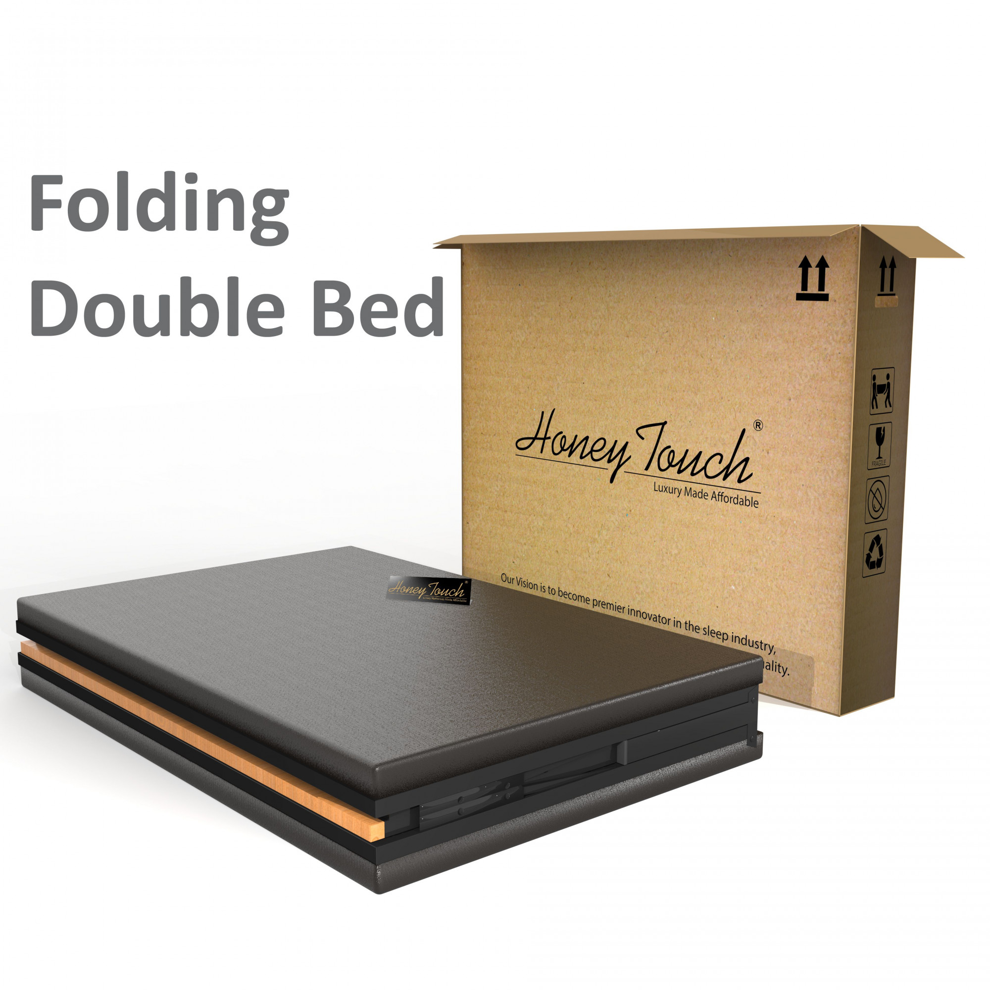Oslo Folding Double Size Bed Without Mattress  Black Frame  Double Size 625 Ft x 4 Ft  2 Years Warranty