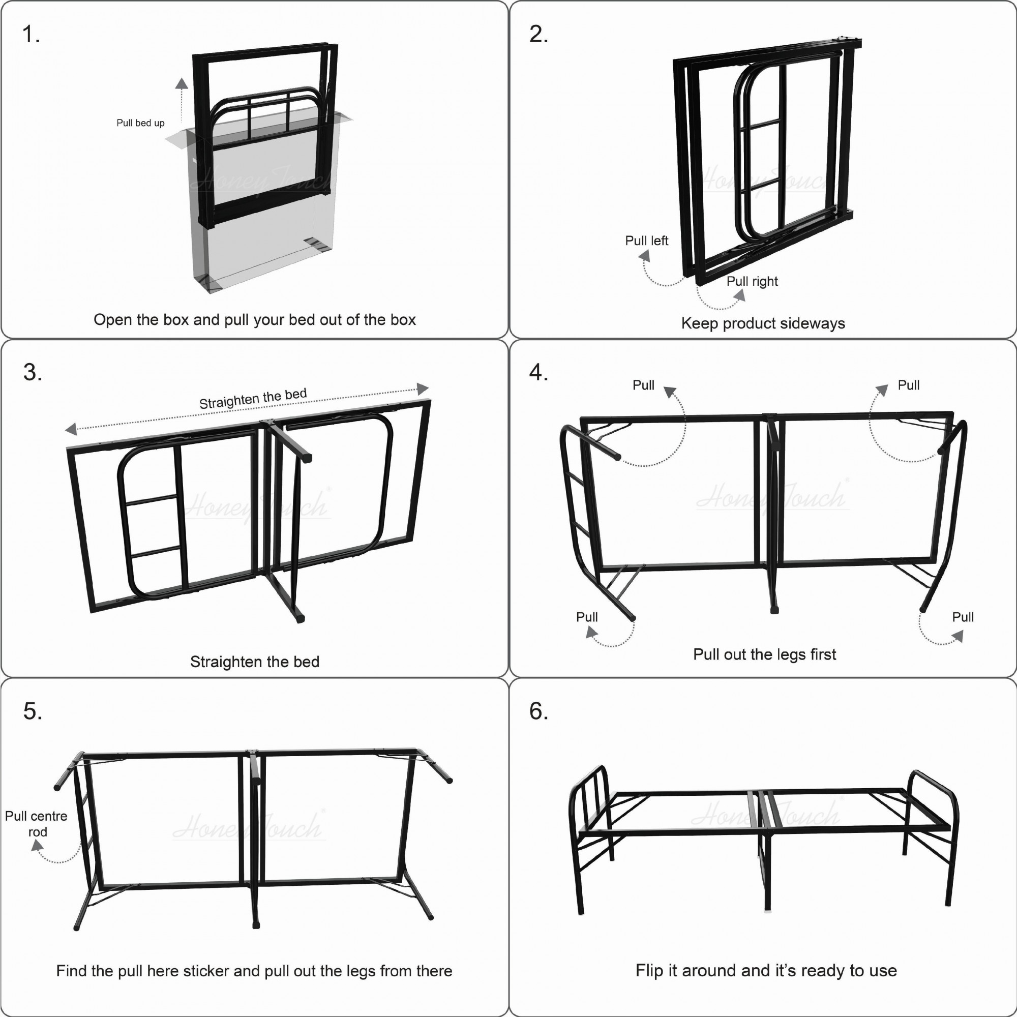Nesto Foldable Metal Bed Frame Without Mattress Black Frame Queen Size 625 Ft x 5 Ft Warranty Backed