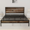 Elvo Wood and Metal Folding Bed Frame Without Mattress | Stone Grain | Double Size 6.5 Ft x 4 Ft | Warranty Backed