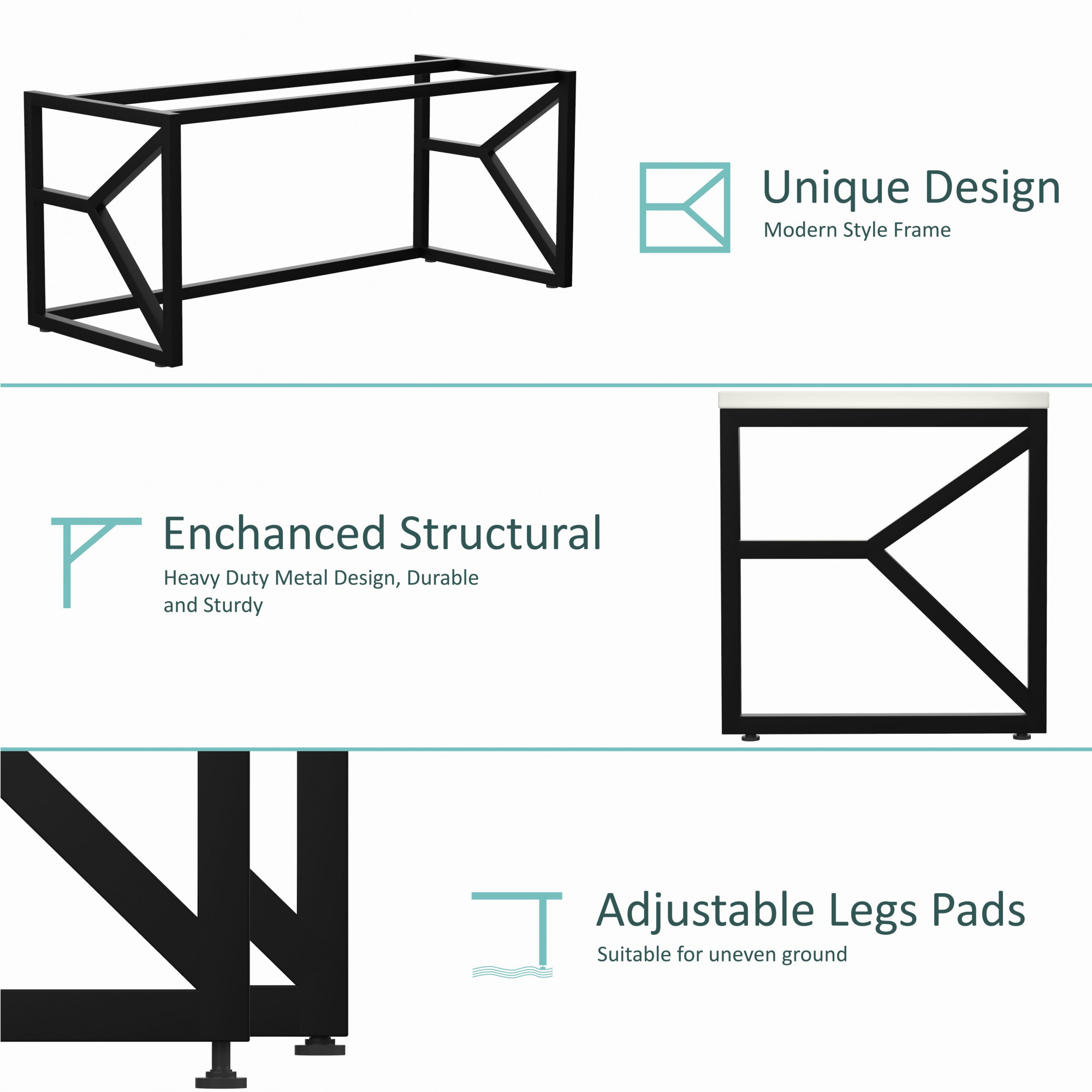 Duke Metal Wood Computer Table for Home Office Modern Study Desk with White Top Black Finish 61L x 122W x 73H Centimeters 1 Year Warranty