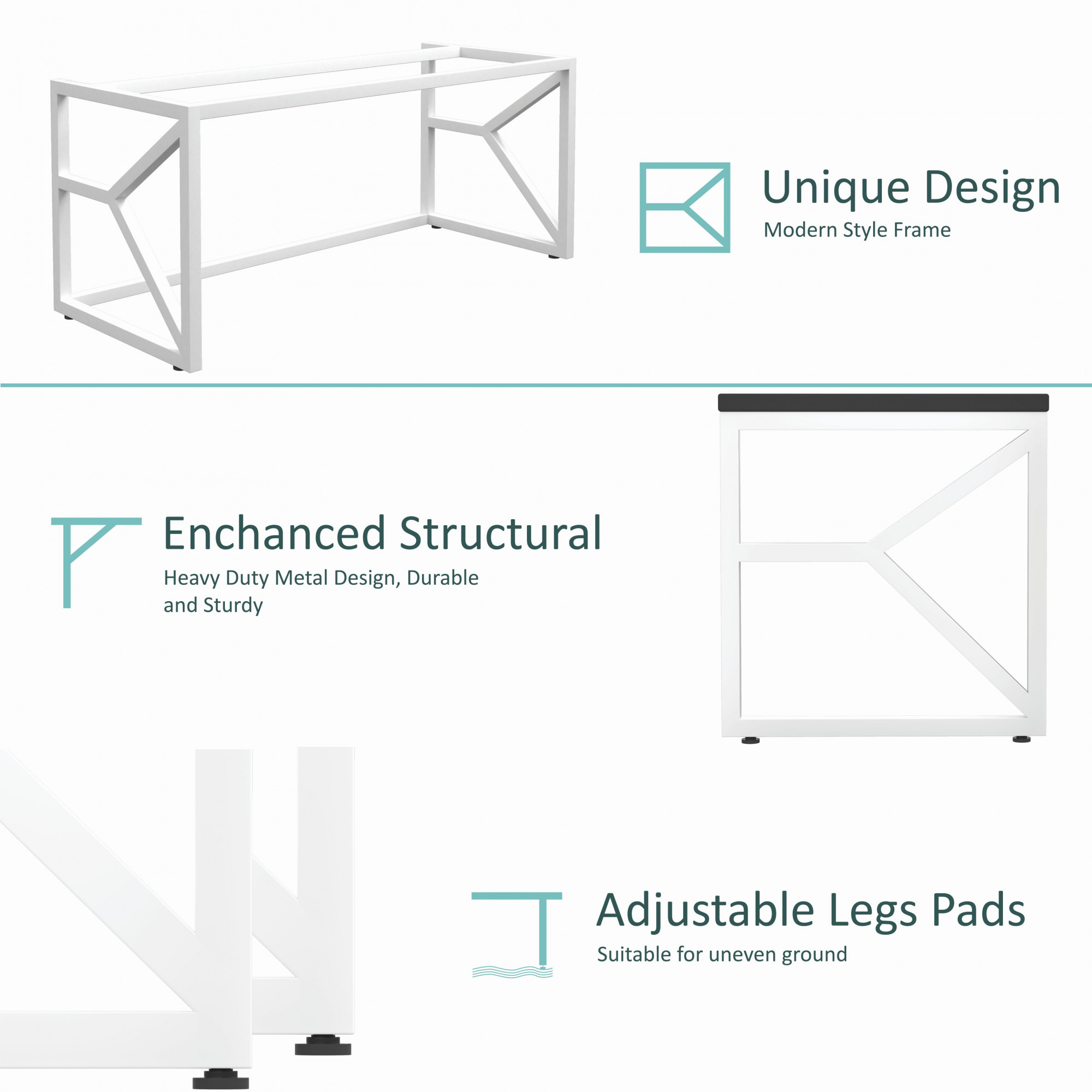 Duke Metal  Wood Computer Table for Home  Office  Modern Study Desk with Grey Top  White Finish  61L x 122W x 73H Centimeters  1 Year Warranty