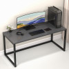 Lizon Metal &amp; Wood Computer Table for Home &amp; Office | Modern Study Desk | Sleek Grey Top | Black Finish | 61L x 122W x 73H Centimeters | 1 Year Warranty