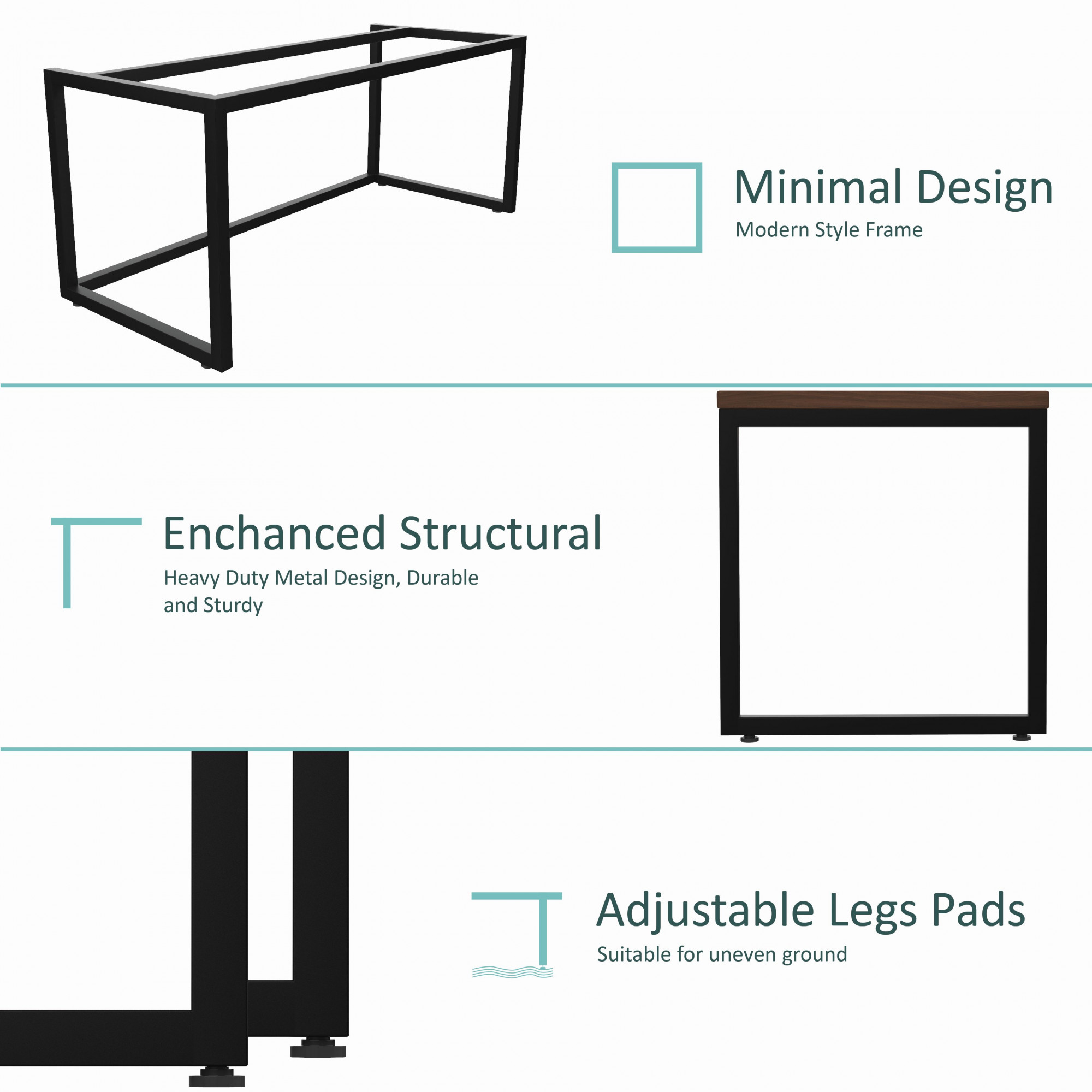 Lizon Metal Wood Computer Table for Home Office Modern Study Desk American Oak Top Black Finish 61L x 122W x 73H Centimeters 1 Year Warranty