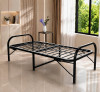 Atlas Round Folding Metal Bed without Mattress | Single Size | 3ft X 6ft &amp; 2.5ft X 6ft | Black Finish
