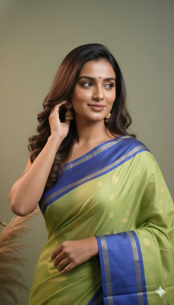 Image of House of EX Green Silk Blend Saree Gifting Box for Women