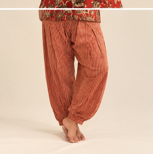 Terracotta red handblock print kurta set