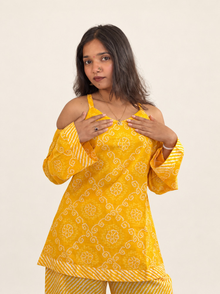Image of Yellow bell bottom set
