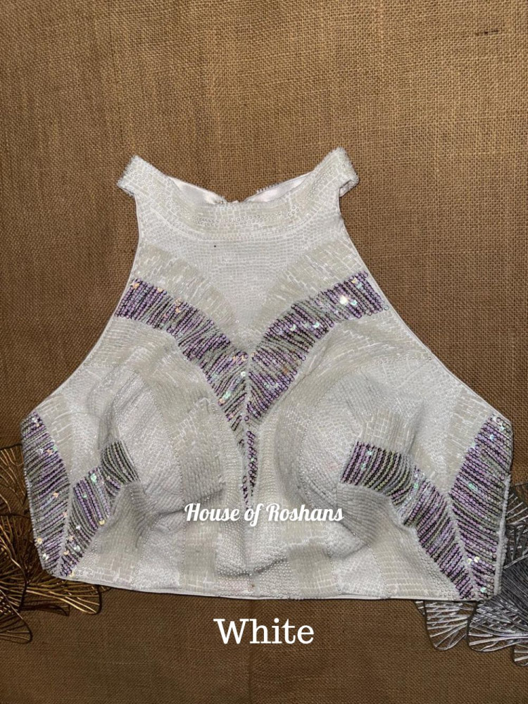 Image of Embroidered Halter Neck Blouse