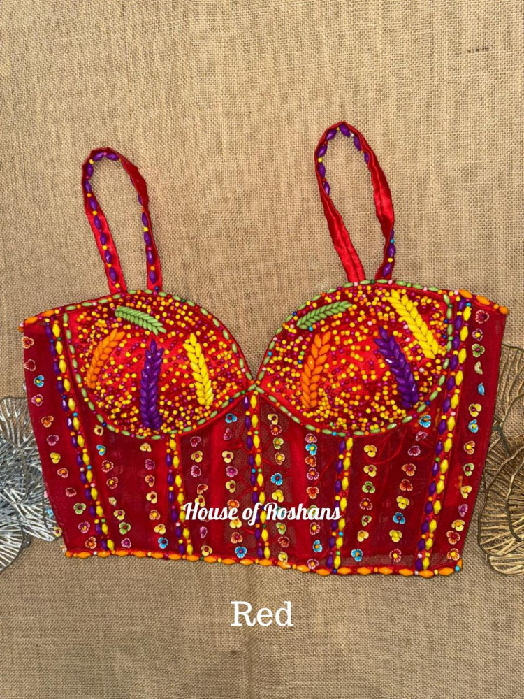 Image of Multi Color Beaded  Work Corset