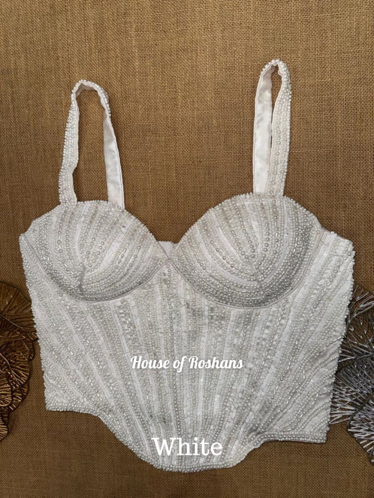 Image of White Hand Embroidered Corset Blouse