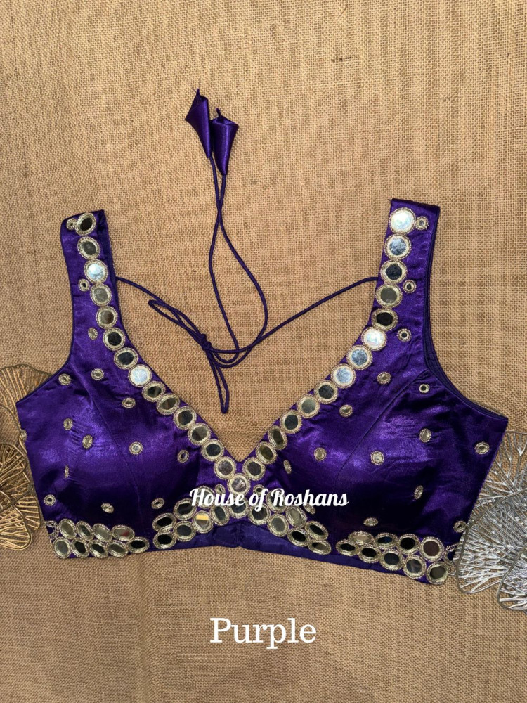 Image of Purple Designer Mirror  Embroidery Blouse
