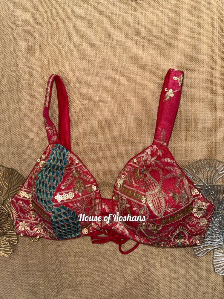 Image of Red Designer Bralette Blouse