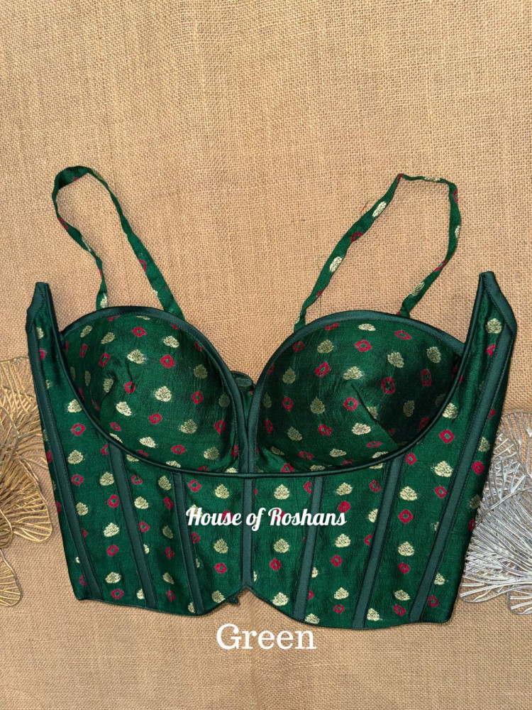 Image of Bandhej Print Strappy Short Corset