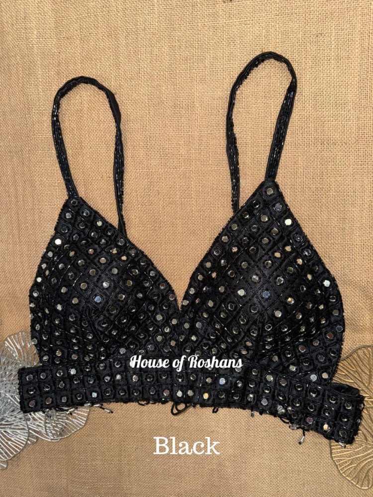 Image of Black Hand Embroidered Bralette Blouse
