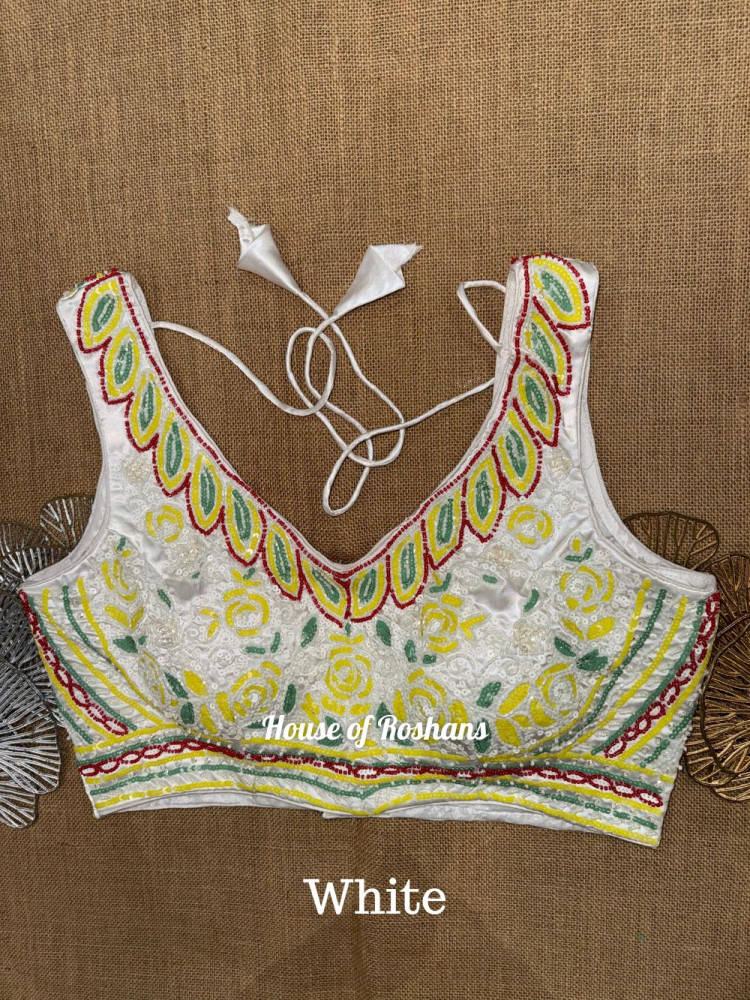 Image of Sleeveless Blouse with hand embroidery