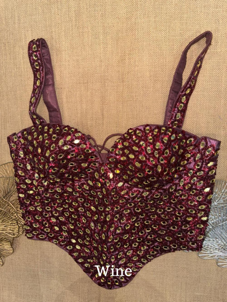 Image of Hand Embroidered Mirror Work Corset Blouse