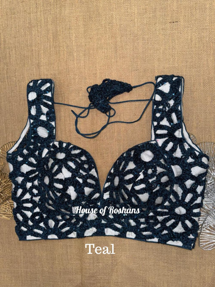 Image of Cutwork Velvet  Blouse