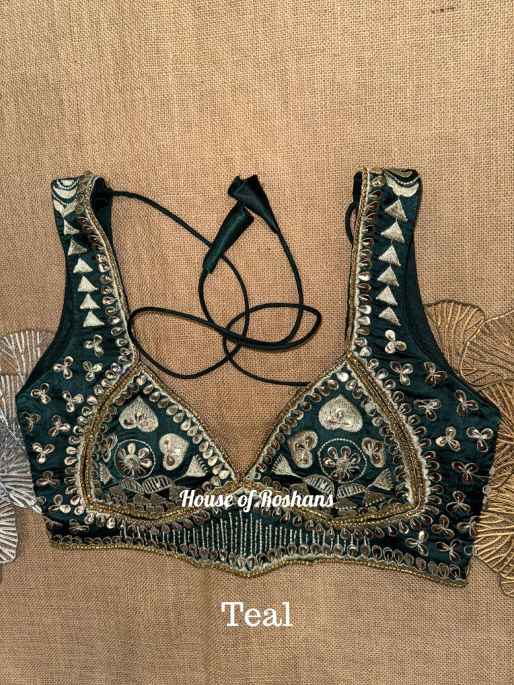 Image of Designer Sleeveless  Gota Work Blouse