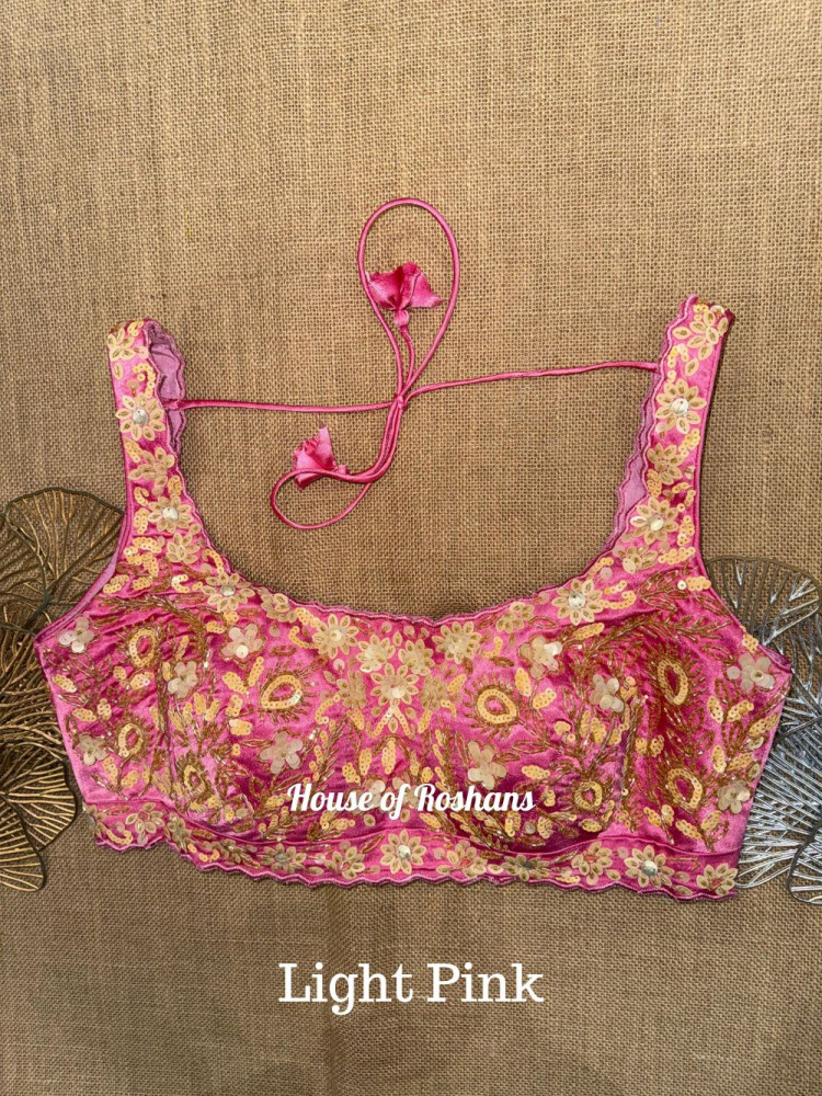 Image of Colored Hand Embroidery Cut work Blouse