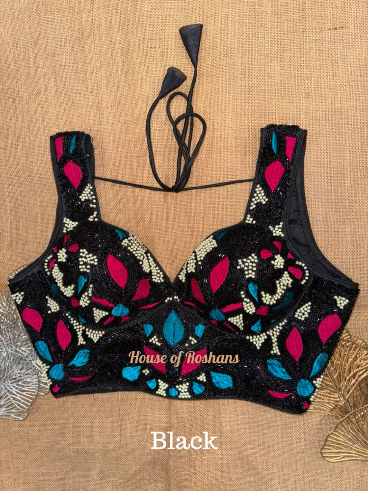 Image of Black Hand Embroidered Sleeveless Blouse