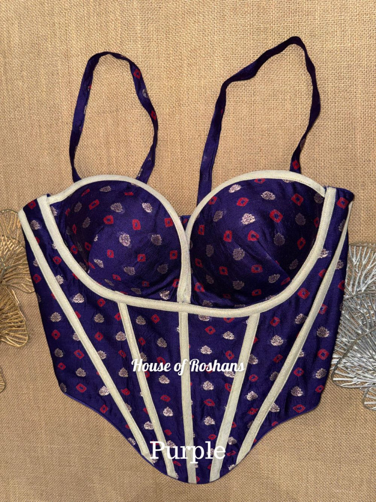 Image of Bandhej Print Strappy Long Corset