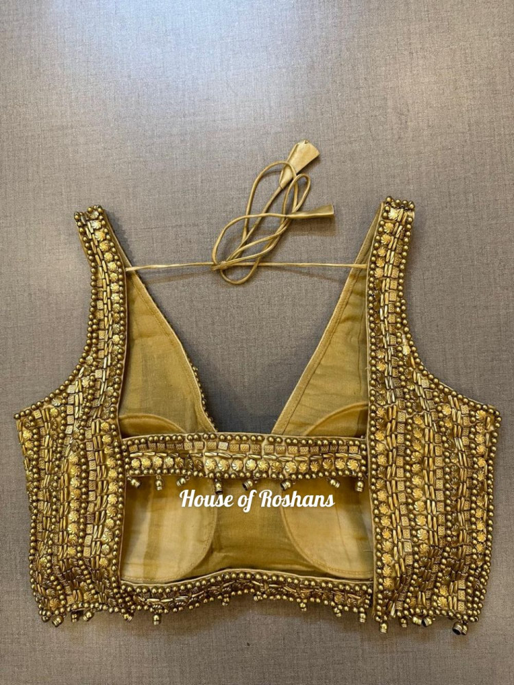 Image of Golden Beaded Sleeveless Blouse