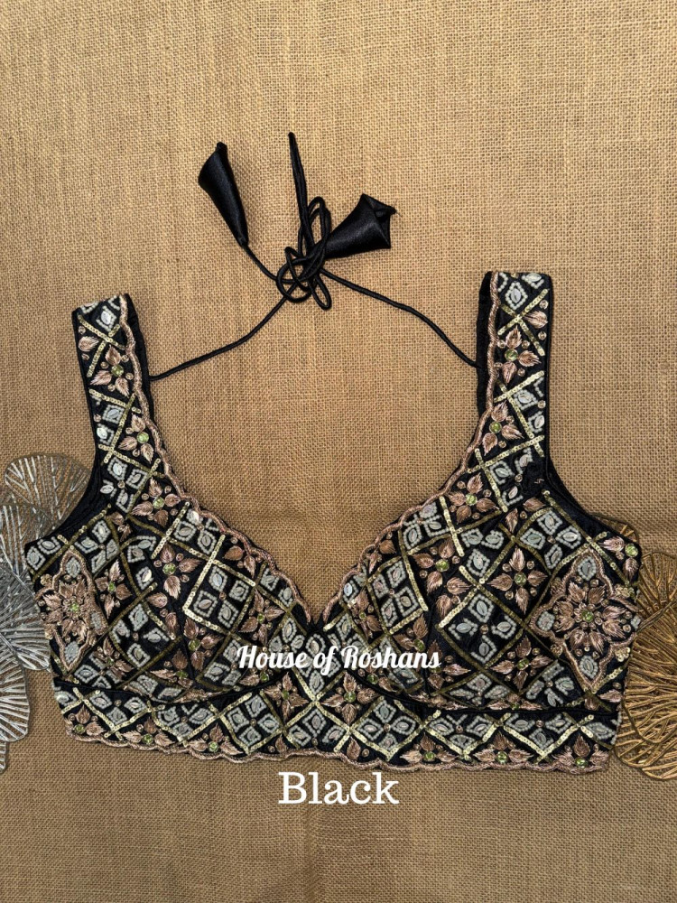 Image of Zardosi Work Hand Embroidered Sleeveless Blouse