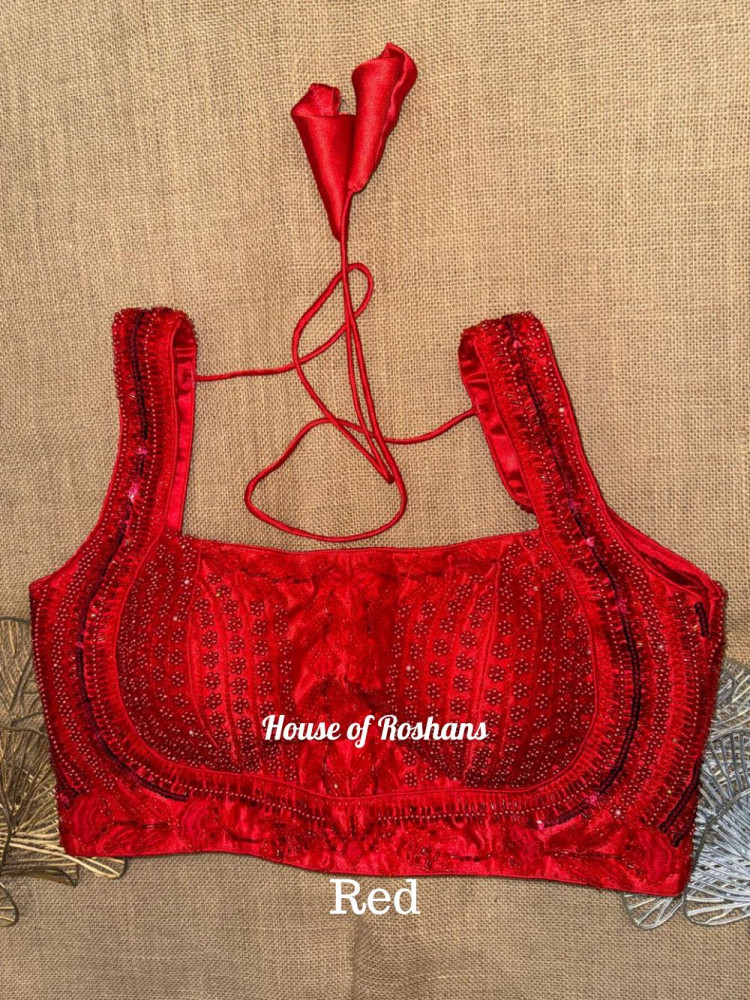 Image of Choli Cut Embroidered  Saree Blouse
