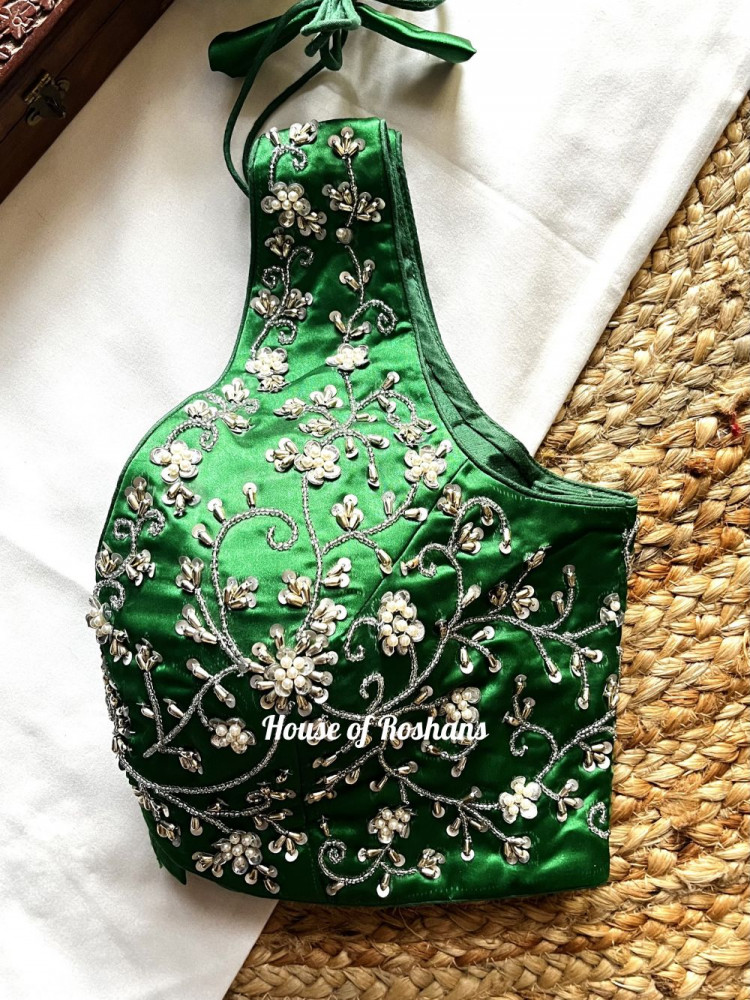 Image of Green Embroidered Blouse
