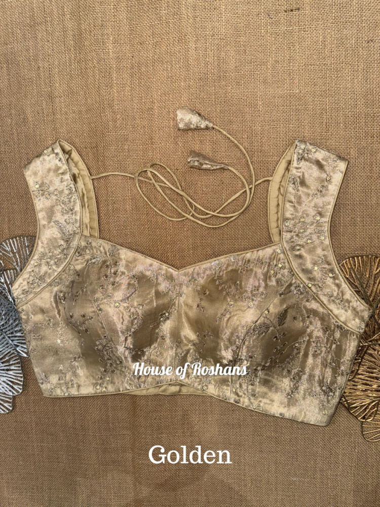 Image of Golden Tissue Sleeveless Blouses