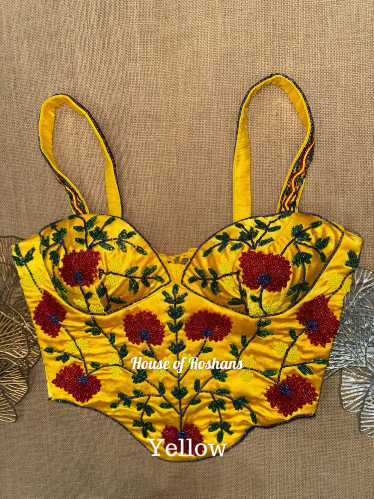 Image of Colorful Hand Embroidered Corset