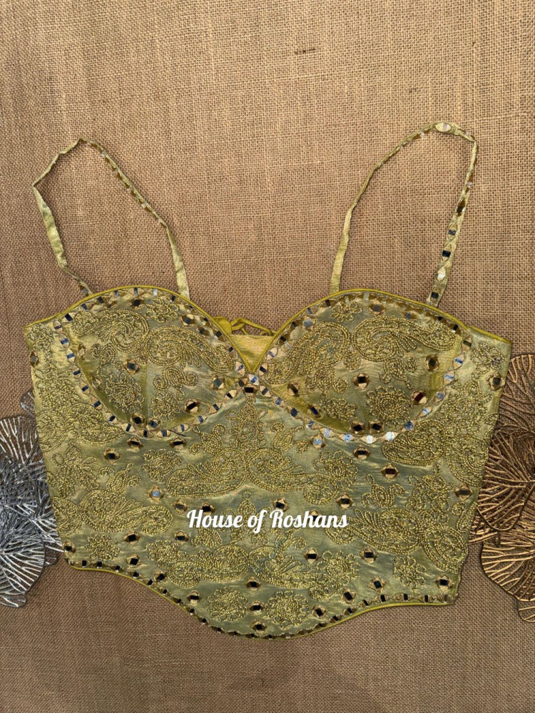 Image of Yellow Mirror &amp; Dori work Embroidered Corset