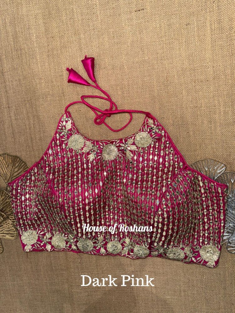 Image of Halter Neck Zari  Mirror Work Blouses