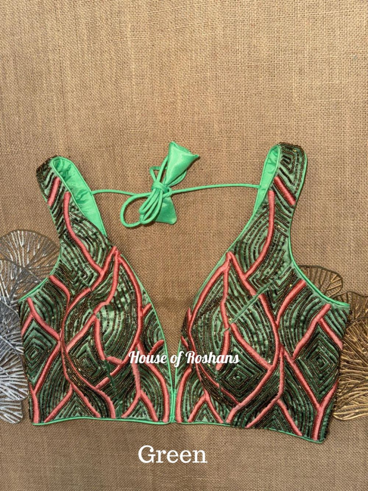 Image of Resham Work Deep Neck Blouses