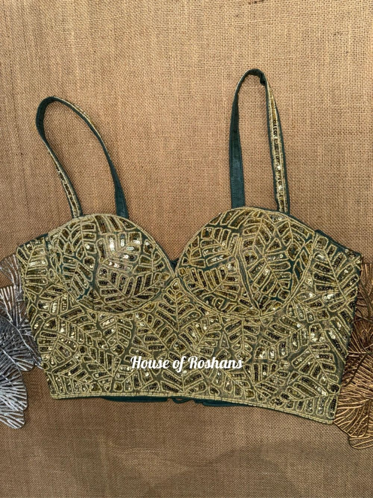 Image of Green Embroidered Corset