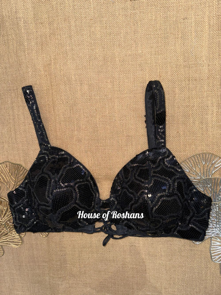 Image of Black Designer Bralette Blouse