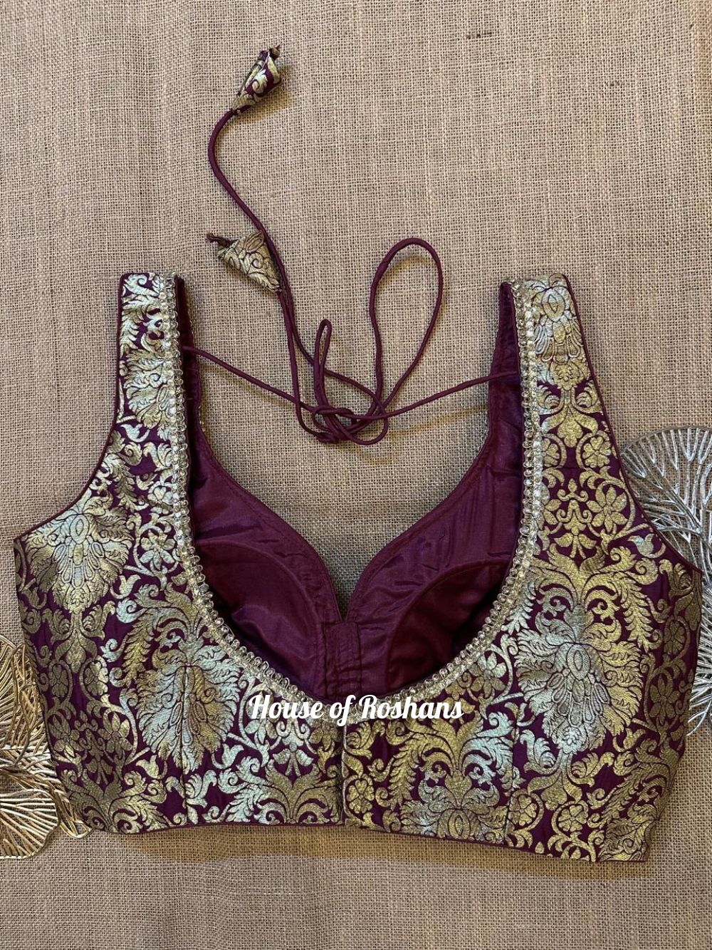 Buy Banarasi Brocade Sleeveless Saree Blouse Online in India