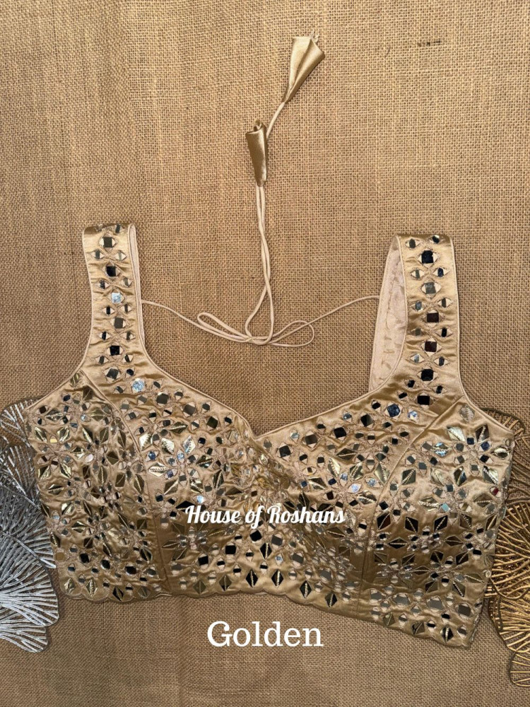 Image of Sleeveless Blouse with Mirror Work