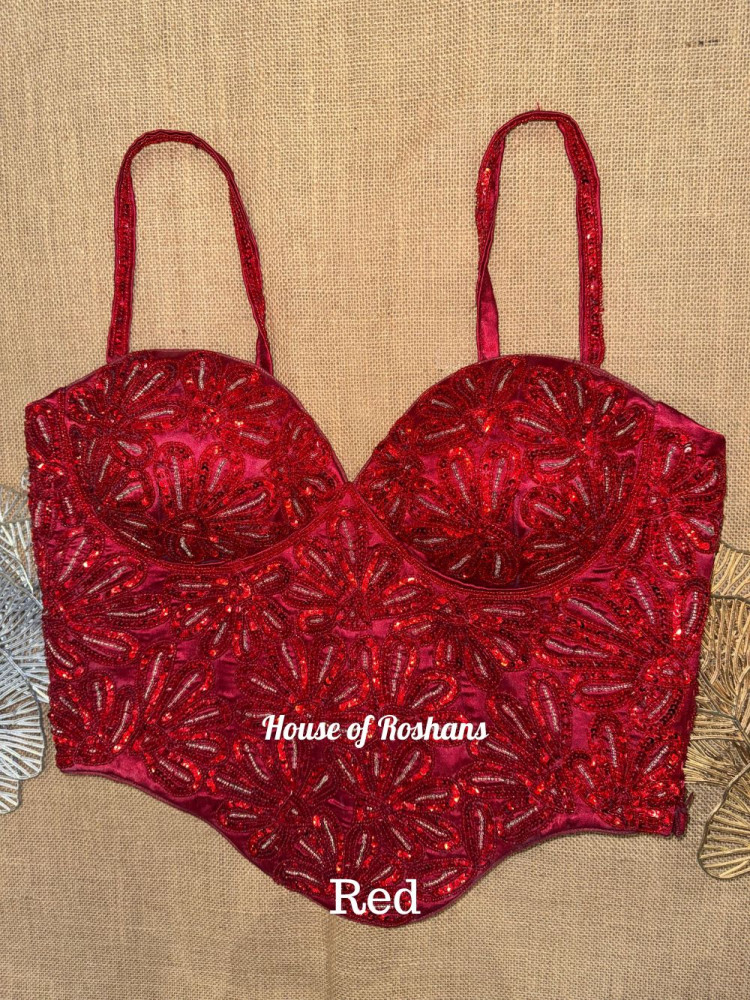 Image of Red Hand Embroidered Corset Blouse