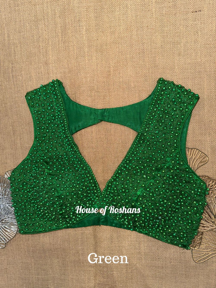 Image of Green Bead Work Blouse