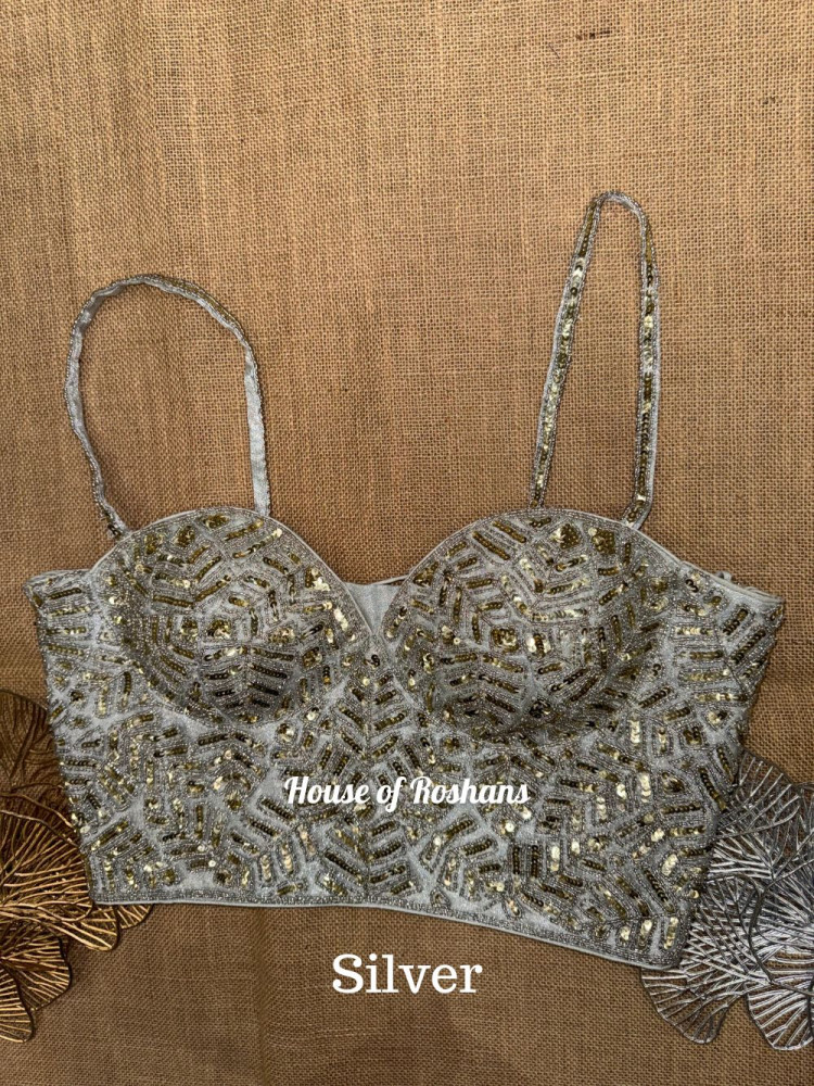 Image of Sequin &amp; Bead Hand Embroidered Corset Blouse