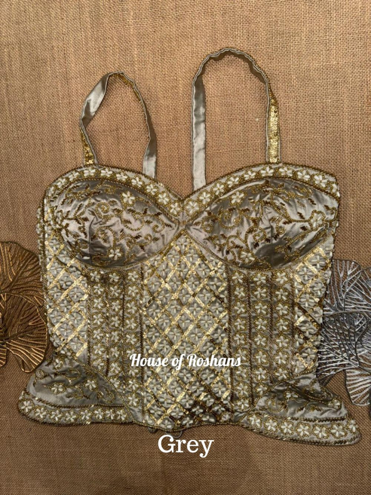 Image of Peplum Corset Embroidered Blouse