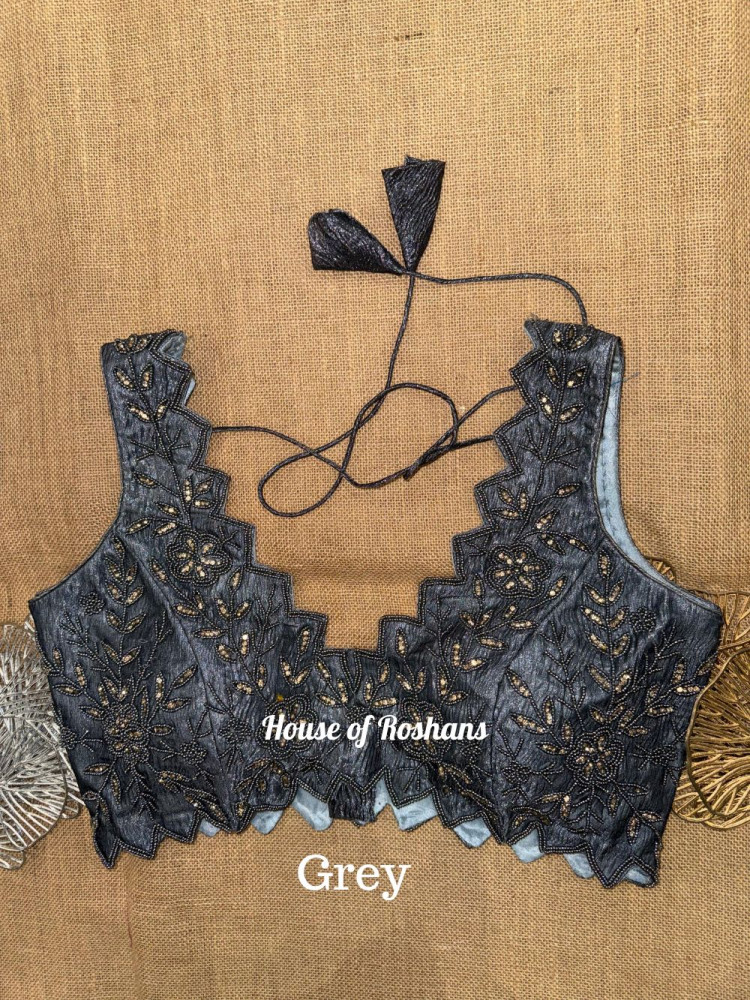 Image of Zircon Bead Hand Embroidered Blouse