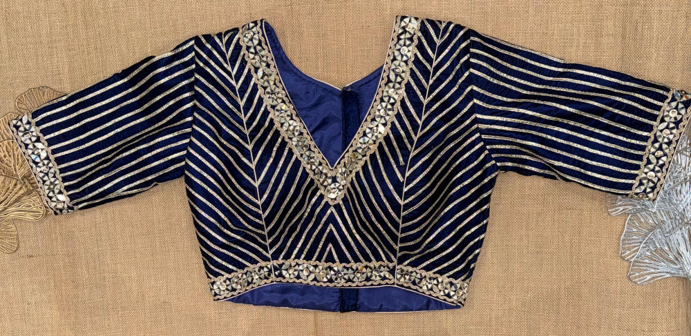 Image of Gota Mirror Embroidered Blouse swith Elbow Sleeves